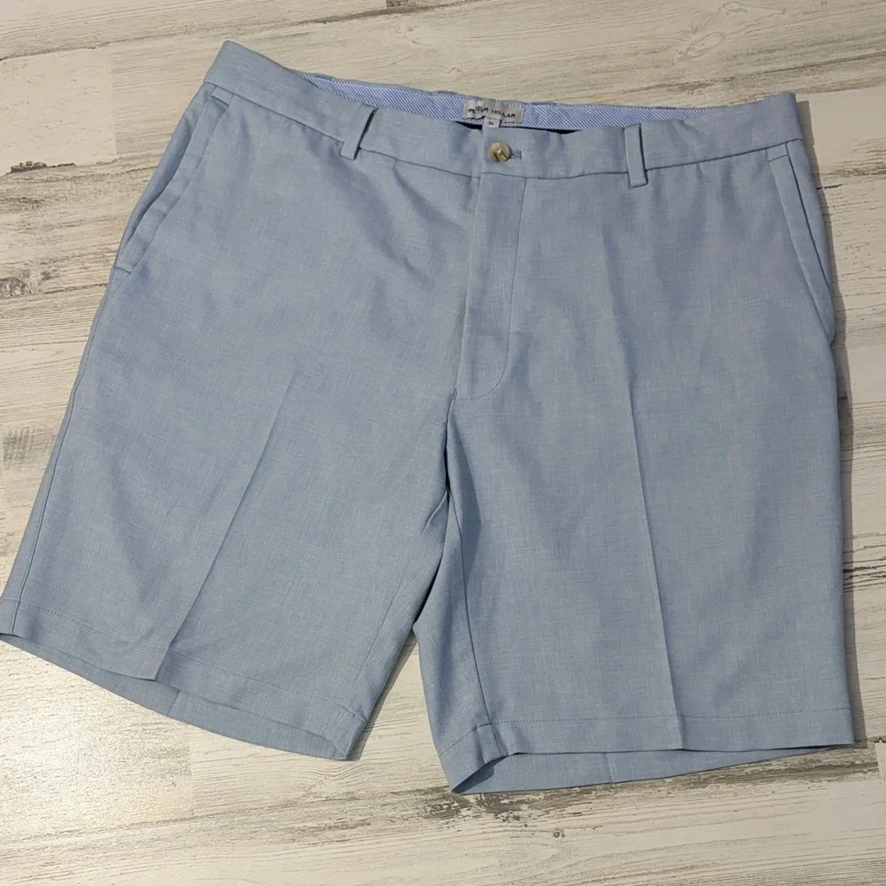 Peter Millar Sky Blue Flat Front Shorts Size 36 - Picture 1 of 8